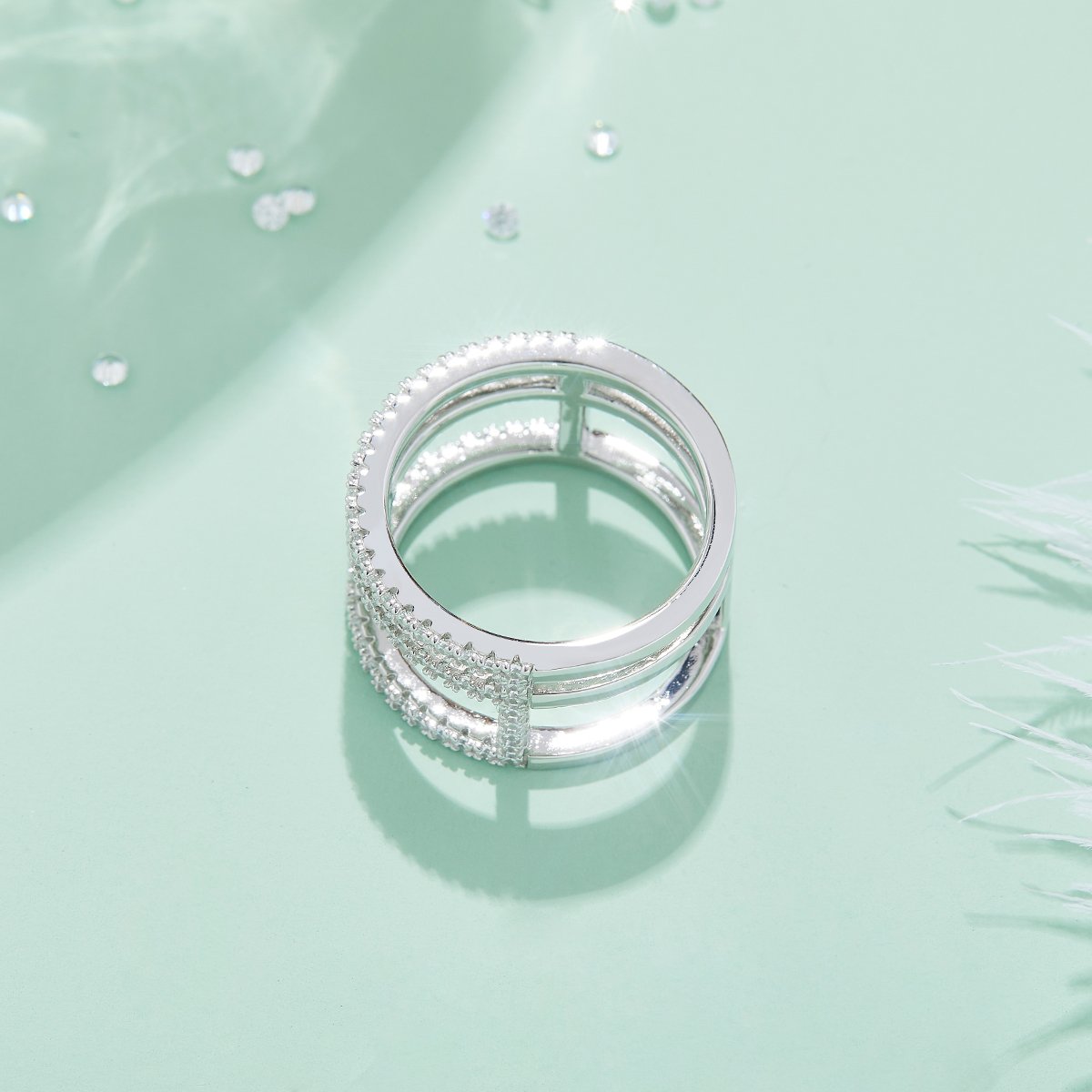 Moissanite Multi-Row Bridge Band Ring - Image 5