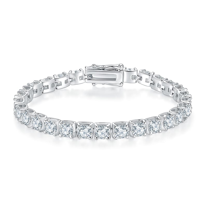 Bull-Head Moissanite Tennis Necklace - 18K White Gold Plated 925 Silver