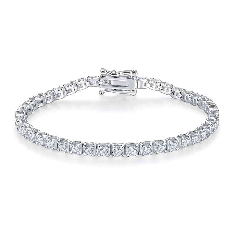 Bull-Head Moissanite Tennis Necklace - 18K White Gold Plated 925 Silver - Image 3
