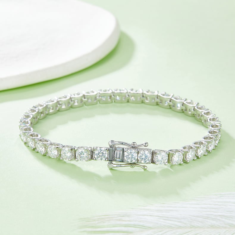 Bull-Head Moissanite Tennis Necklace - 18K White Gold Plated 925 Silver - Image 5