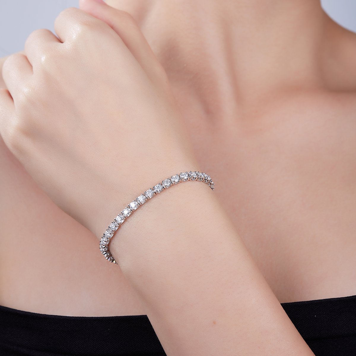 Bull-Head Moissanite Tennis Necklace - 18K White Gold Plated 925 Silver - Image 7
