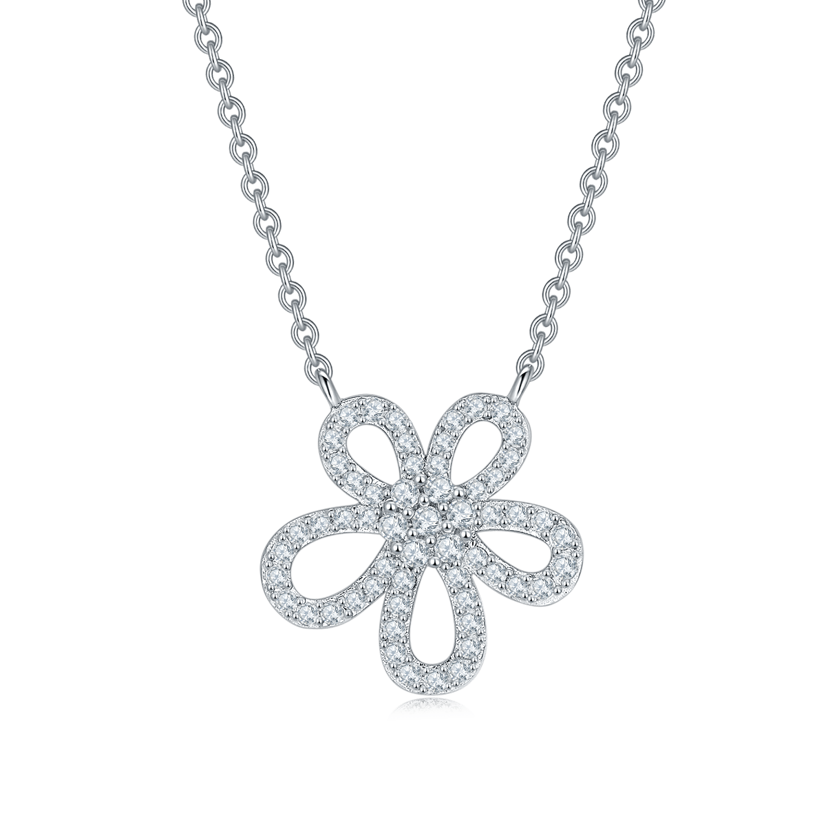 Moissanite Daisy Flower Necklace - 0.22ct DEW 925 Silver