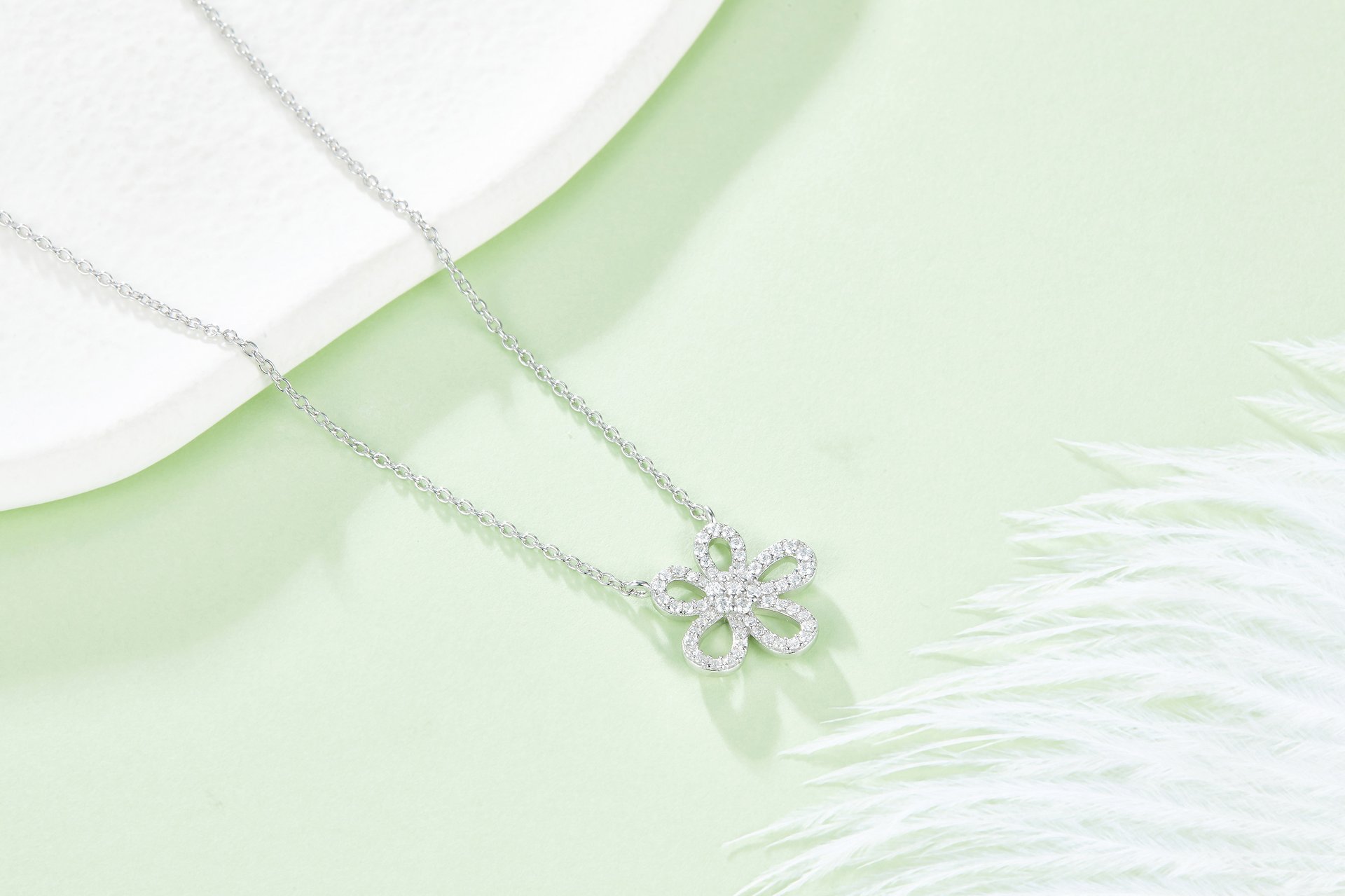 Moissanite Daisy Flower Necklace - 0.22ct DEW 925 Silver - Image 2