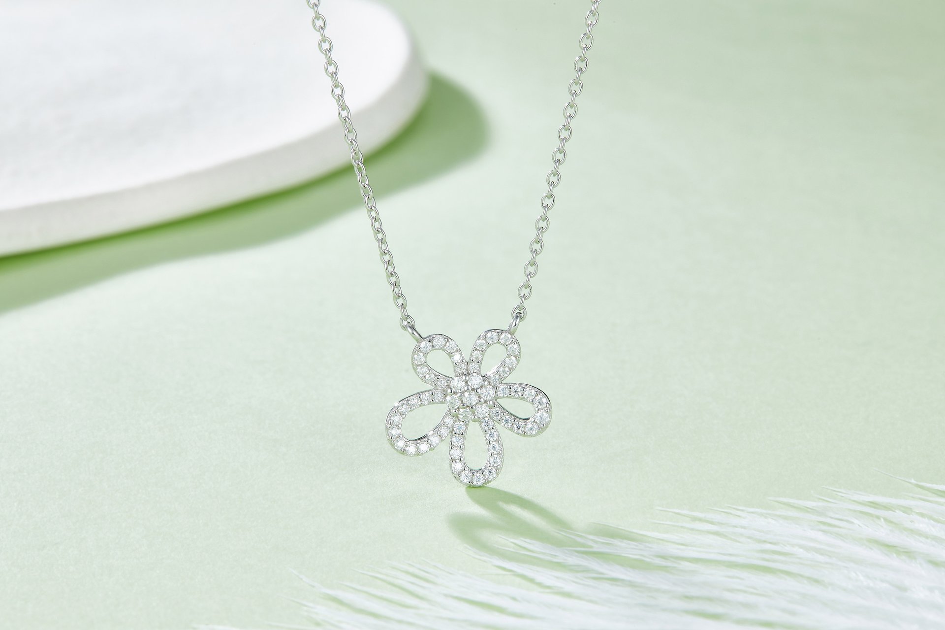 Moissanite Daisy Flower Necklace - 0.22ct DEW 925 Silver - Image 3