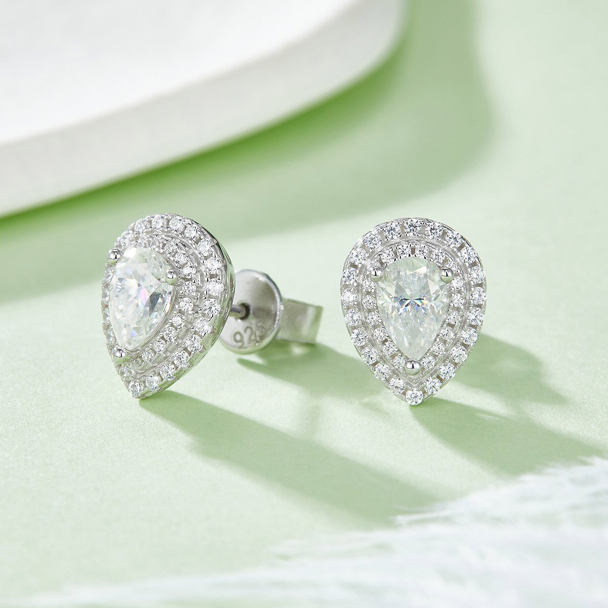 Pear-Cut Double Halo Moissanite Pendant & Stud Set - Image 6