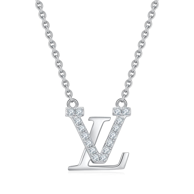 Moissanite Interlocking Initials Monogram Necklace