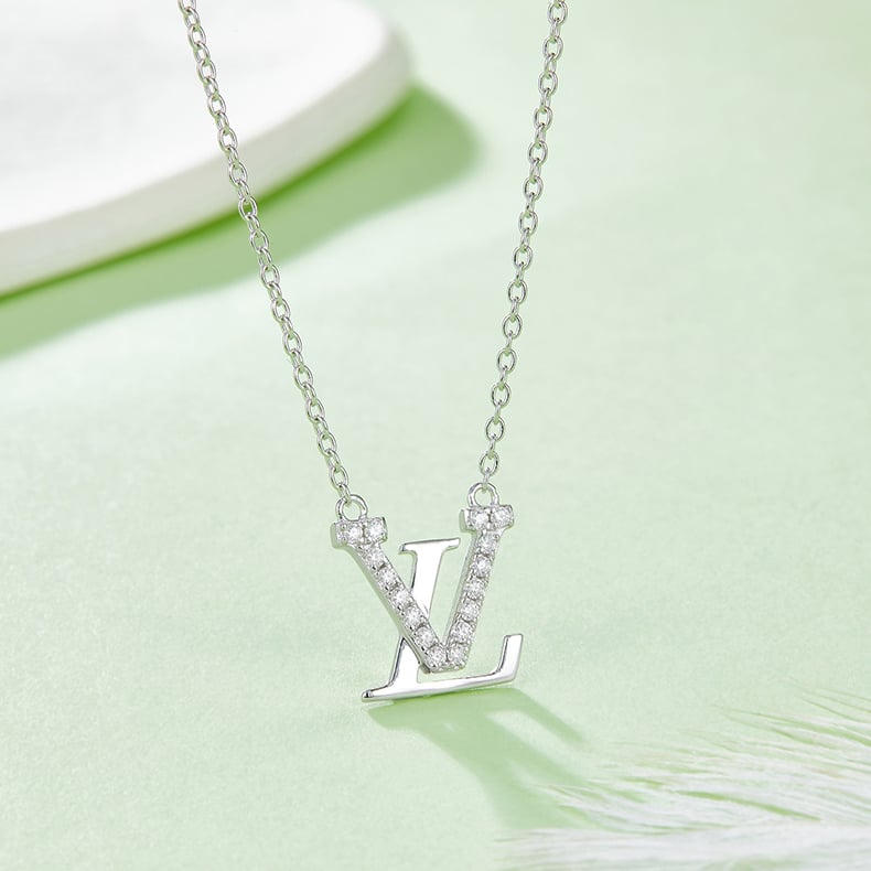 Moissanite Interlocking Initials Monogram Necklace - Image 2