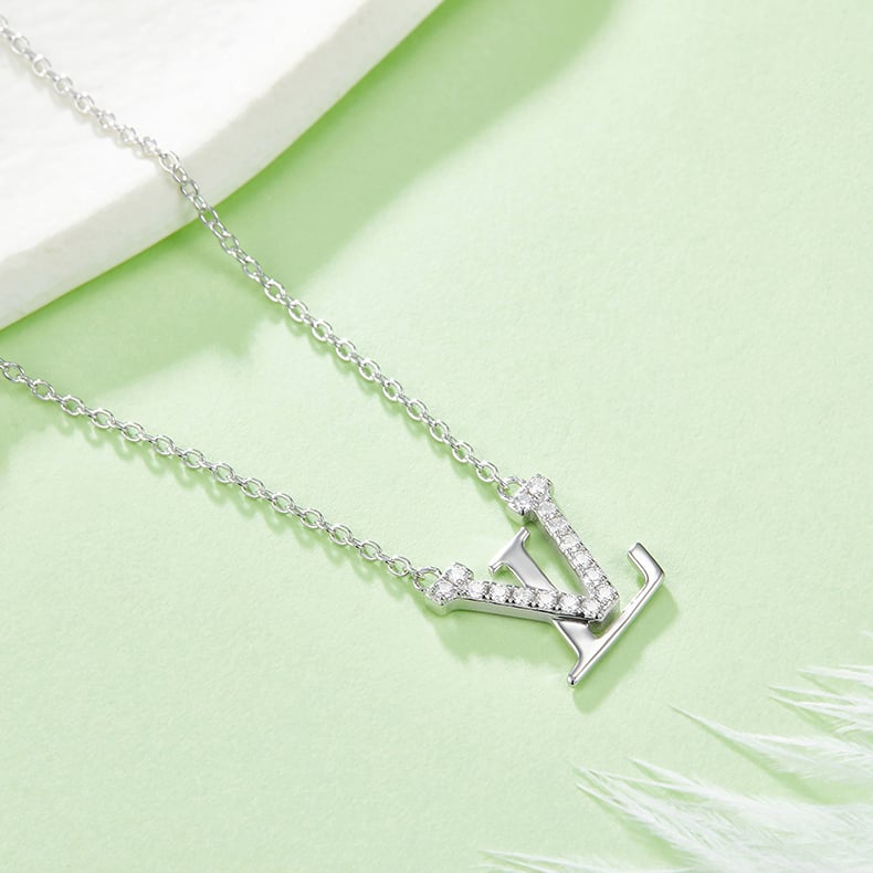 Moissanite Interlocking Initials Monogram Necklace - Image 3