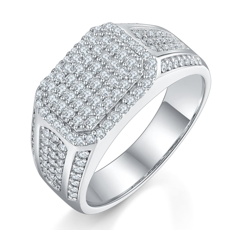 Men's Octagon Pavé Moissanite Statement Ring