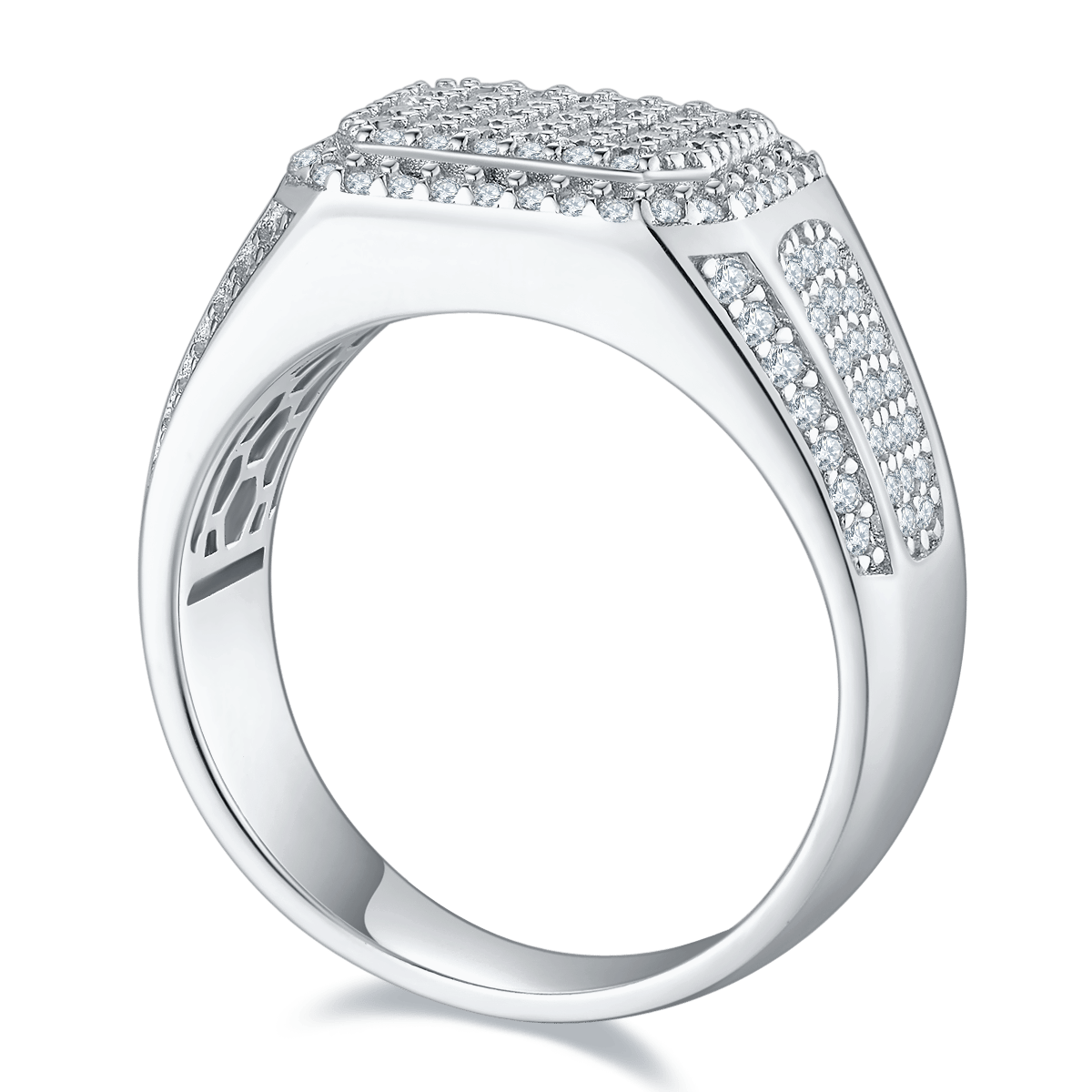 Men's Octagon Pavé Moissanite Statement Ring - Image 2