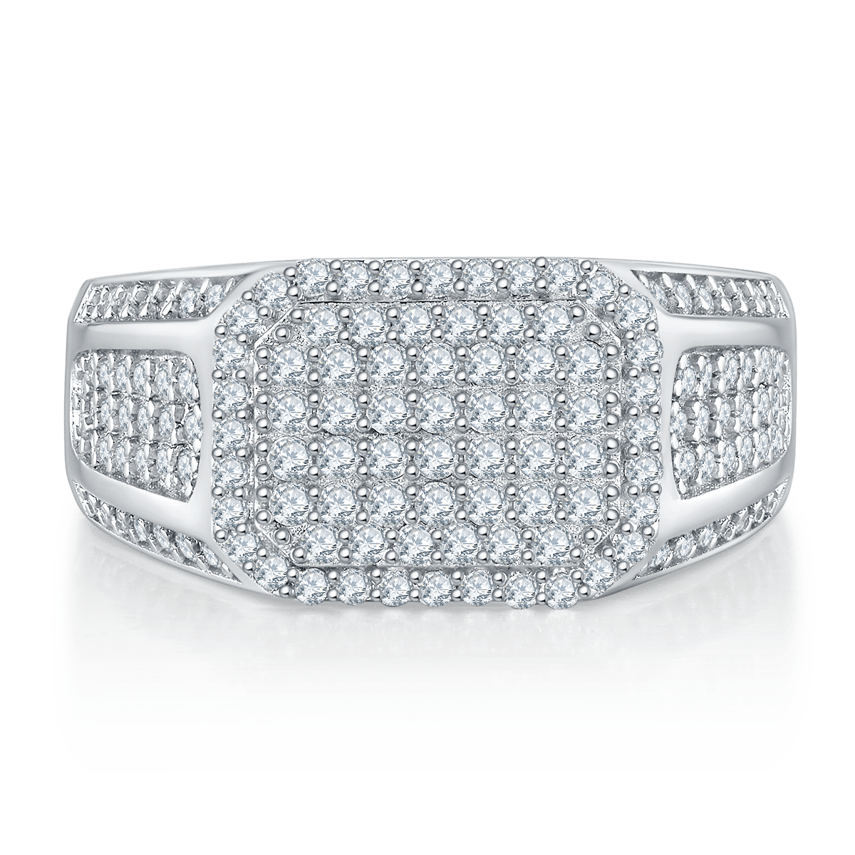 Men's Octagon Pavé Moissanite Statement Ring - Image 3