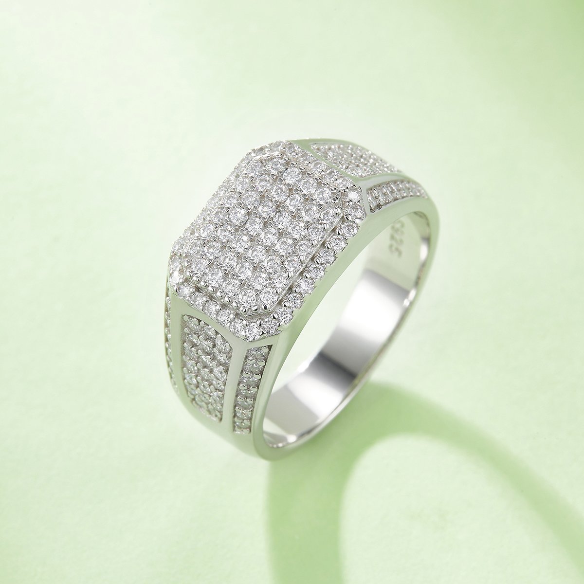 Men's Octagon Pavé Moissanite Statement Ring - Image 4
