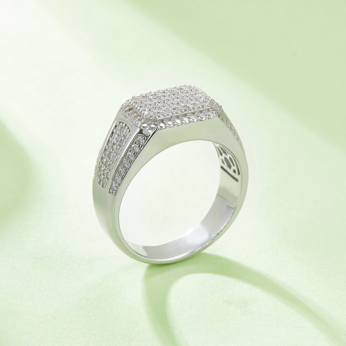 Men's Octagon Pavé Moissanite Statement Ring - Image 5