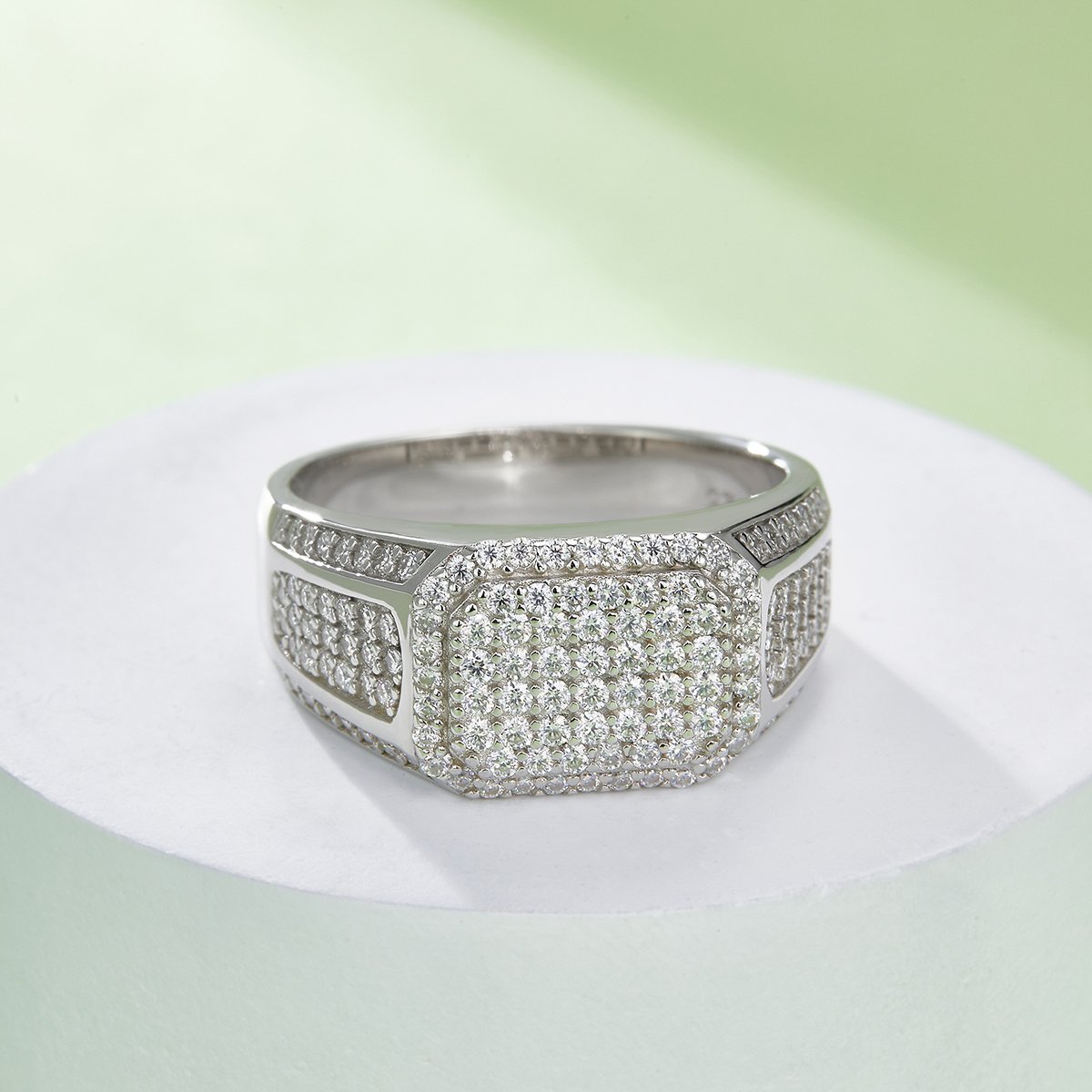 Men's Octagon Pavé Moissanite Statement Ring - Image 6
