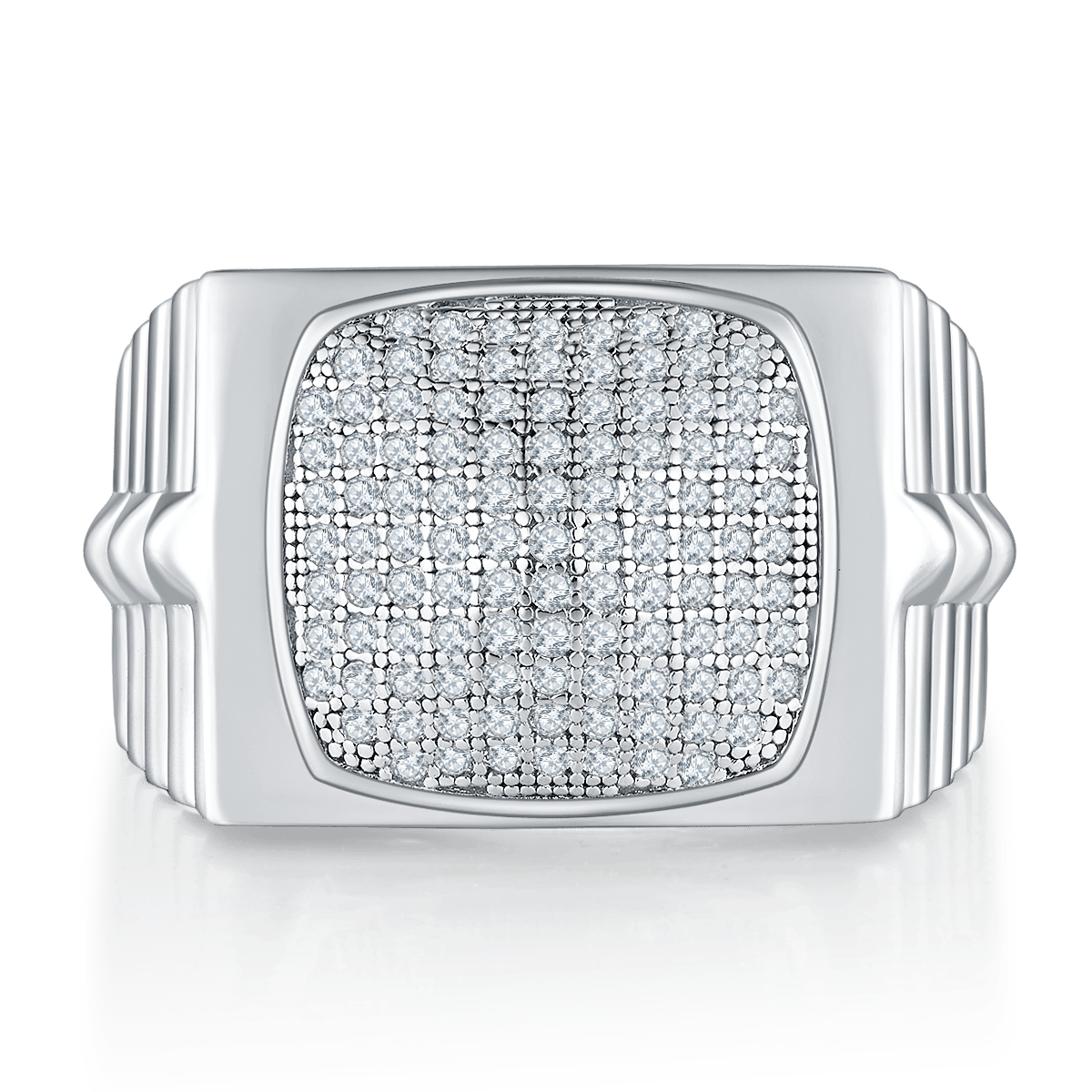 Men's Moissanite Pavé Cushion Link Ring - Image 3