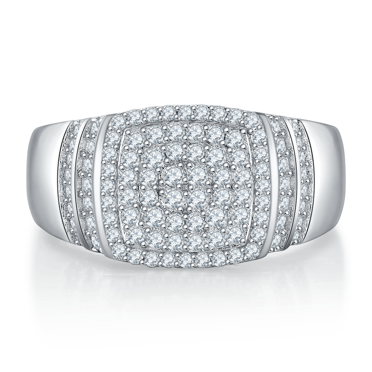 Men's Moissanite Pavé Cushion Halo Signet Ring - Image 3