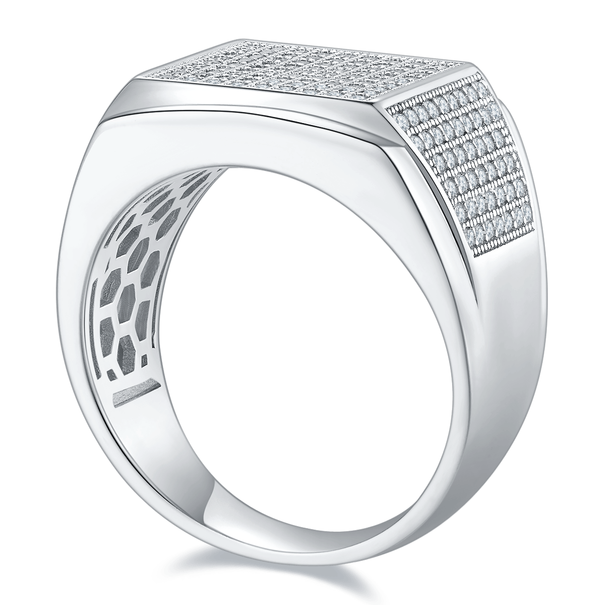 Men's Pavé Moissanite Signet Ring – 1ct DEW - Image 2
