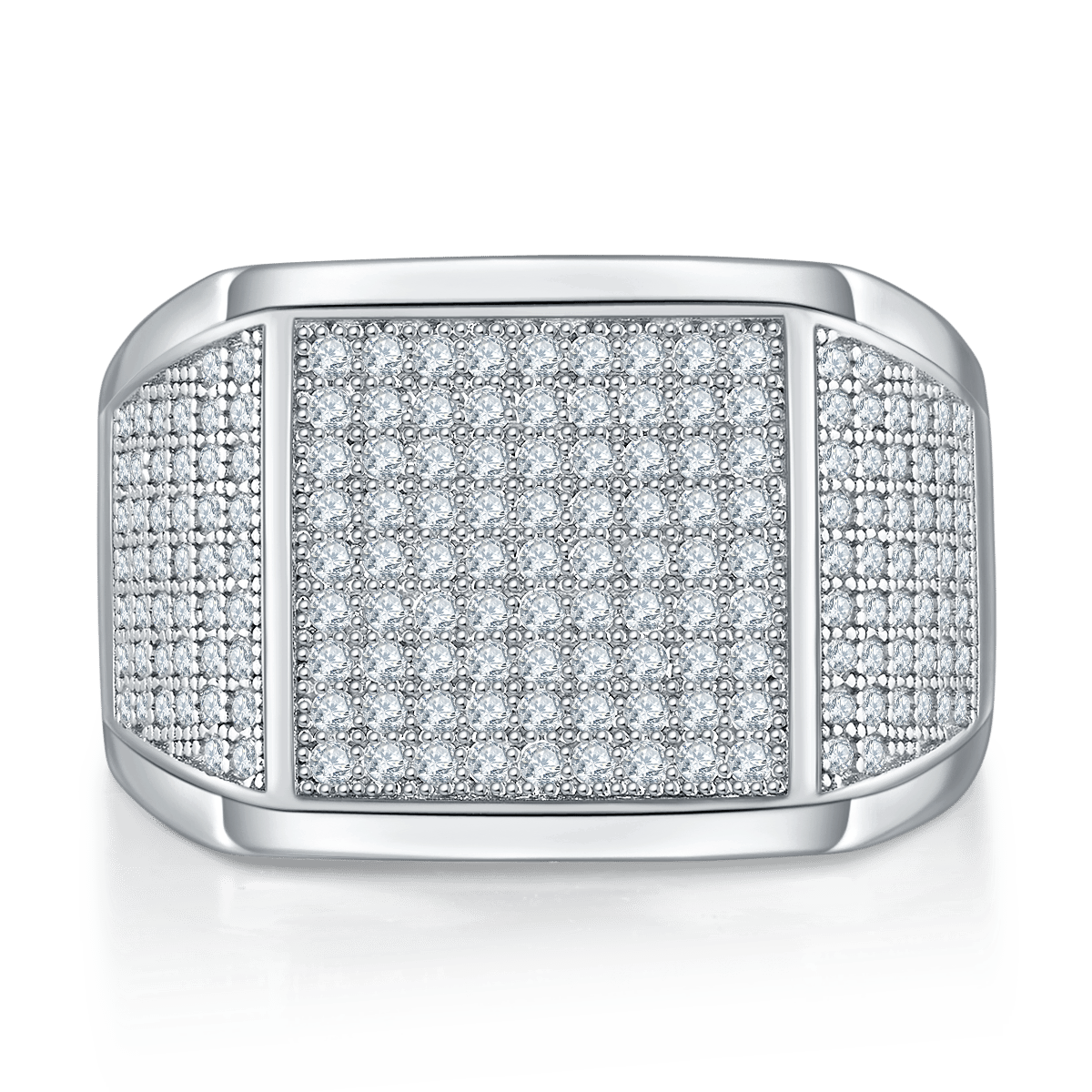 Men's Pavé Moissanite Signet Ring – 1ct DEW - Image 3