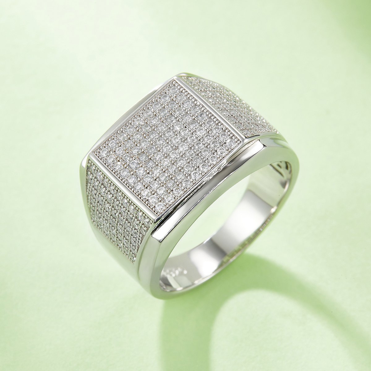 Men's Pavé Moissanite Signet Ring – 1ct DEW - Image 4