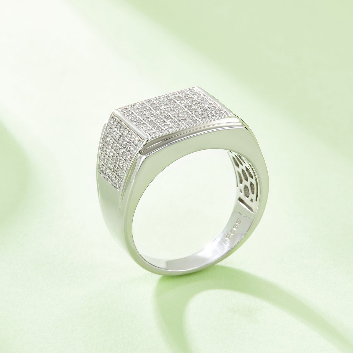Men's Pavé Moissanite Signet Ring – 1ct DEW - Image 5
