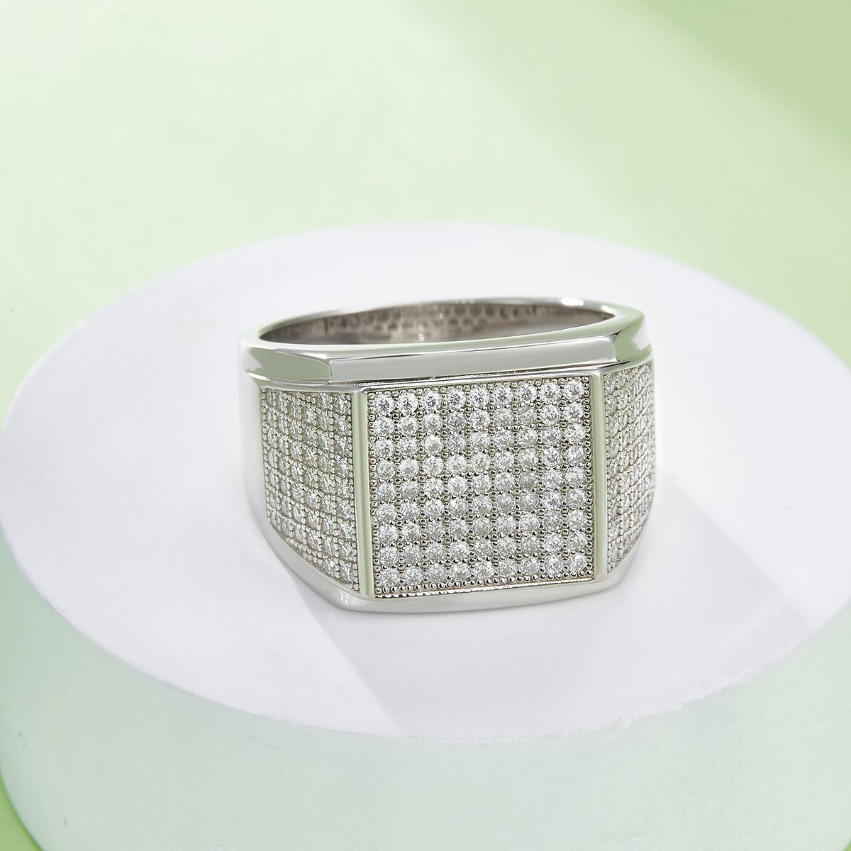 Men's Pavé Moissanite Signet Ring – 1ct DEW - Image 6
