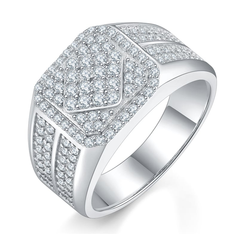 Men's Moissanite Pave Octagon Halo Split-Shank Ring