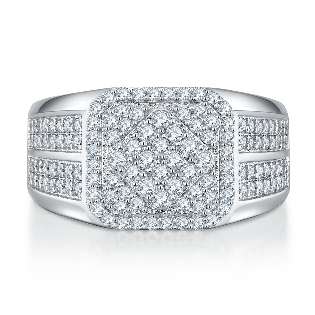 Men's Moissanite Pave Octagon Halo Split-Shank Ring - Image 3