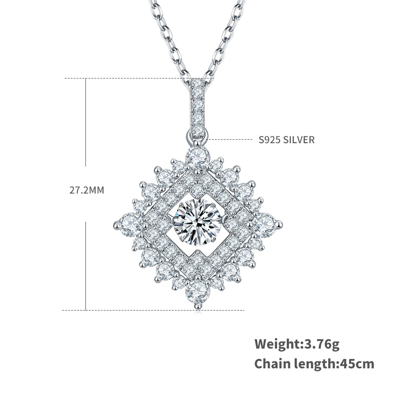 Dancing Radiant Square Moissanite Pendant Necklace
