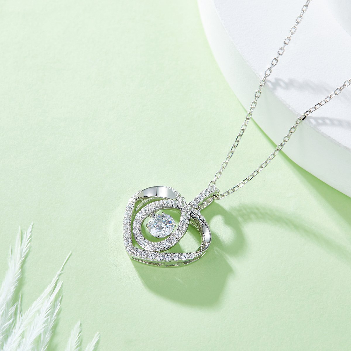 Dancing Heart Moissanite Pendant Necklace | 0.5ct DEW Floating Stone | 925 Silver - Image 5