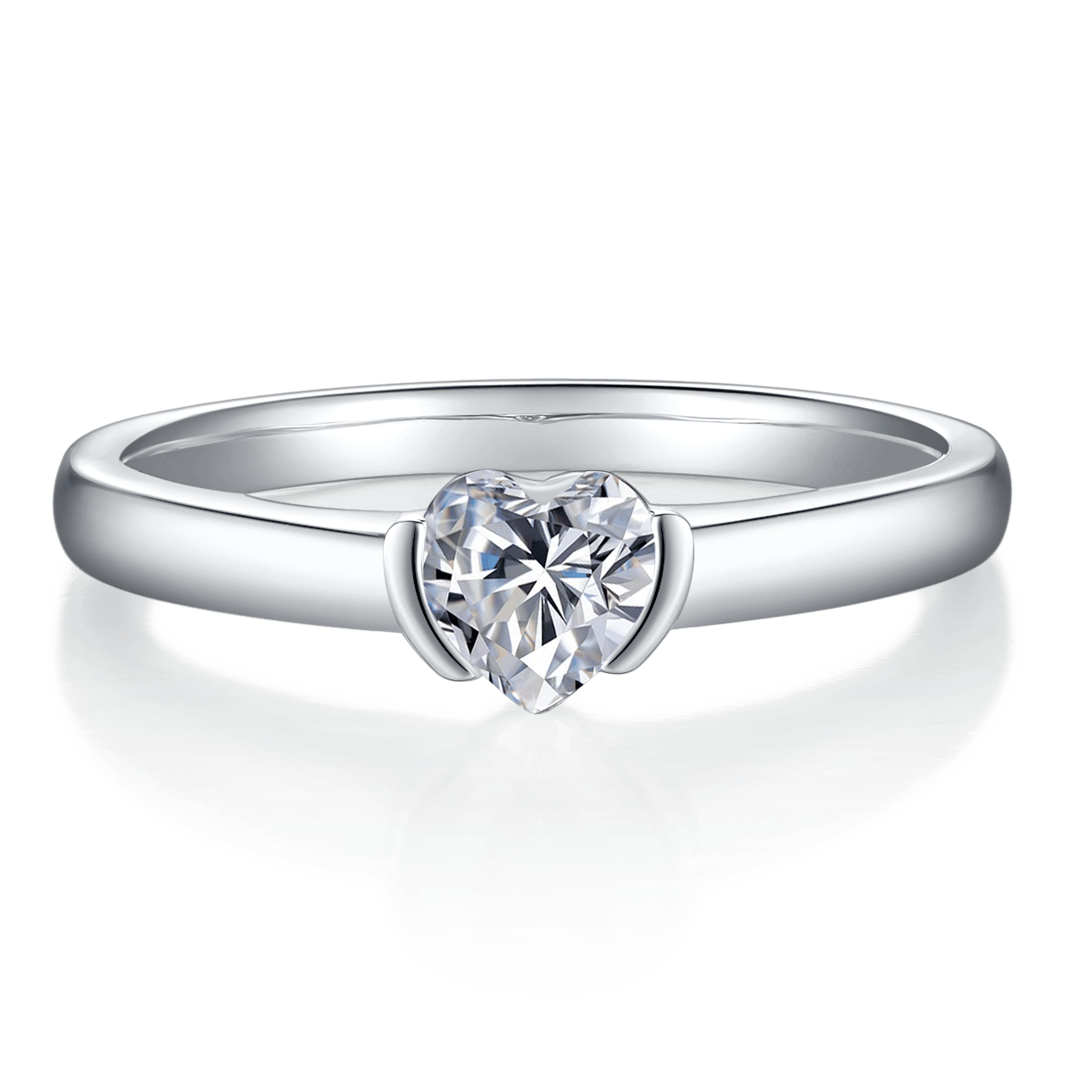 Heart-Cut Moissanite Solitaire Ring | 0.5ct DEW 5mm Half-Bezel - Image 4