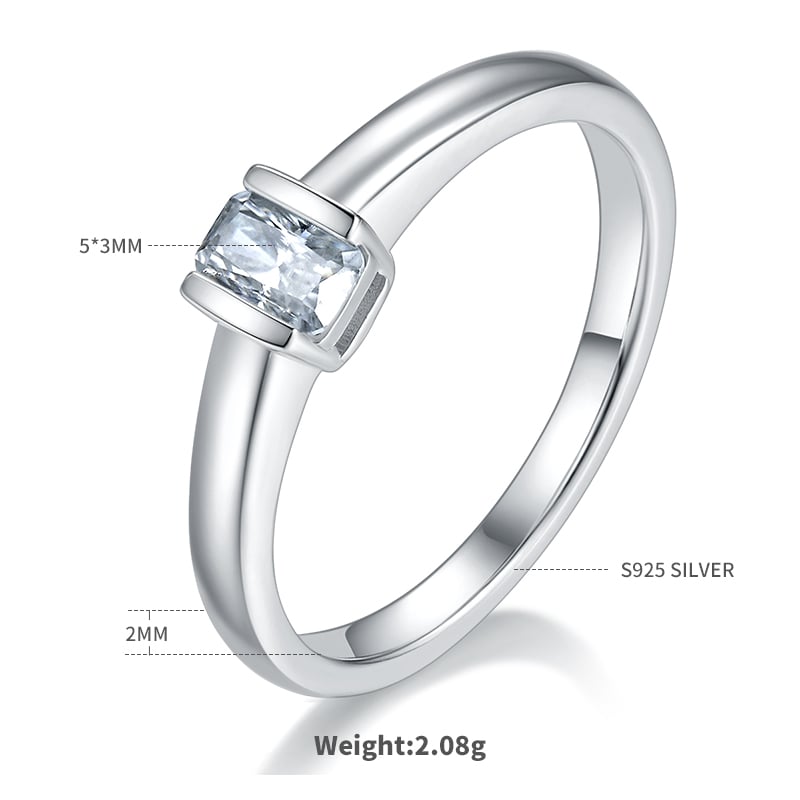 Emerald-Cut Moissanite East-West Solitaire Ring