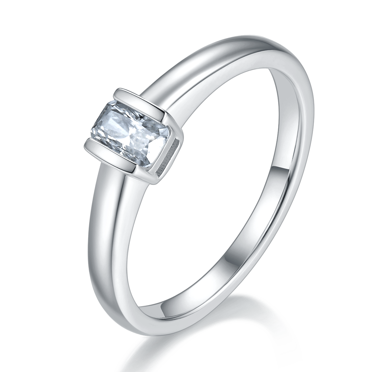 Emerald-Cut Moissanite East-West Solitaire Ring - Image 2