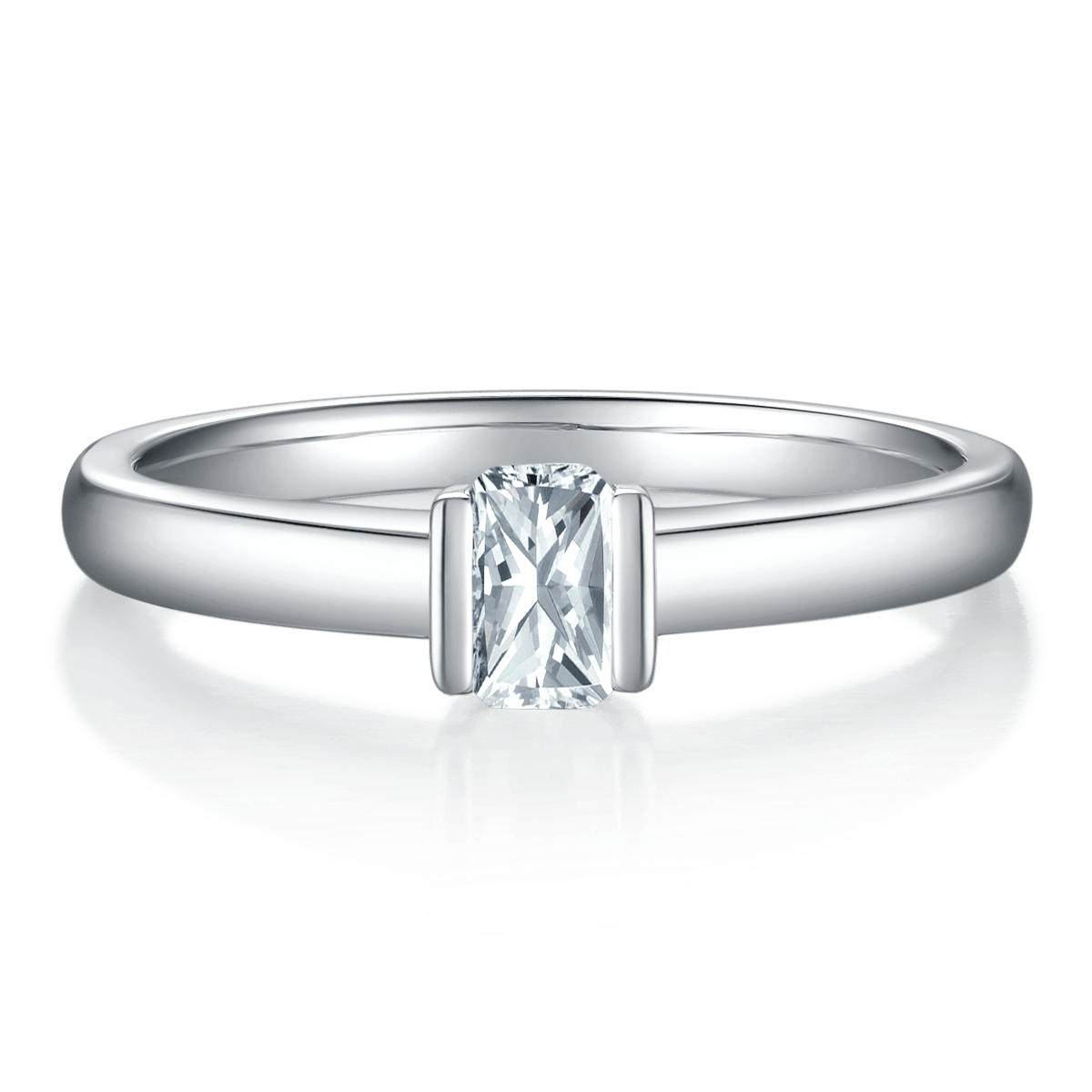 Emerald-Cut Moissanite East-West Solitaire Ring - Image 4
