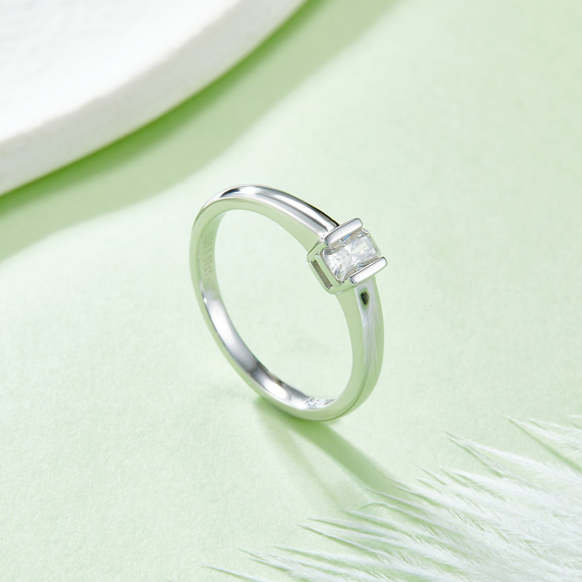 Emerald-Cut Moissanite East-West Solitaire Ring - Image 5