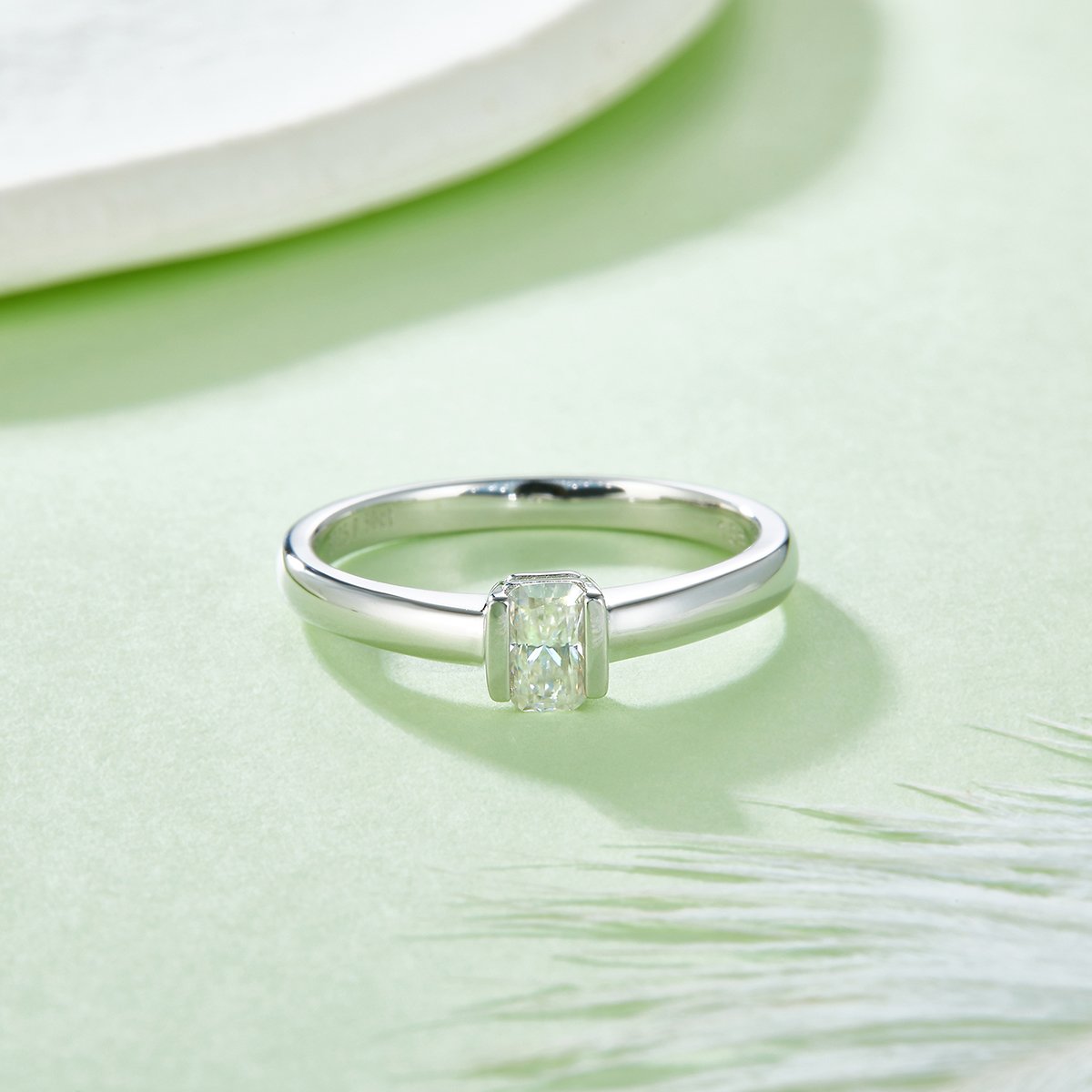 Emerald-Cut Moissanite East-West Solitaire Ring - Image 7