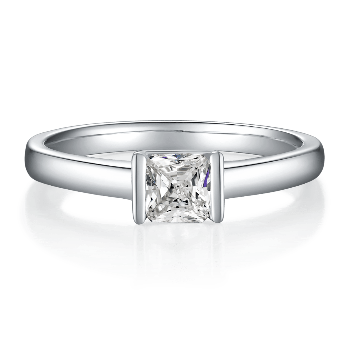 Asscher-Cut Moissanite East-West Solitaire Ring - Image 4