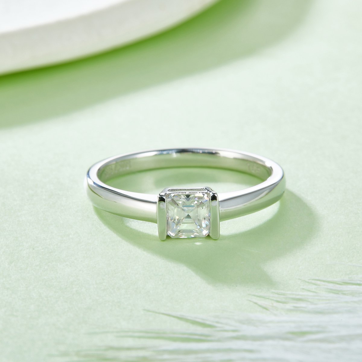 Asscher-Cut Moissanite East-West Solitaire Ring - Image 7