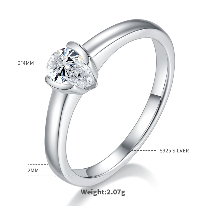 Pear-Cut Moissanite East-West Solitaire Ring