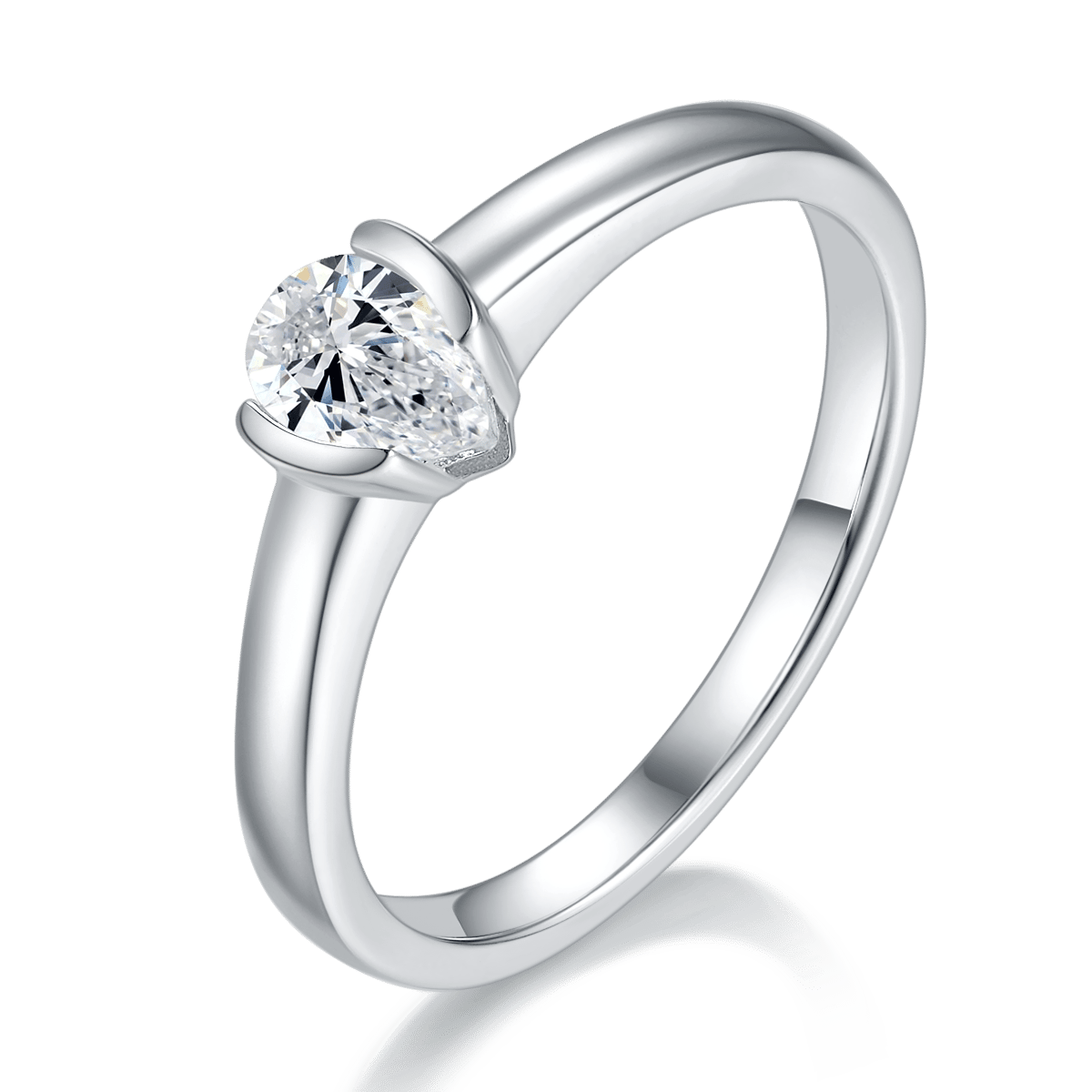 Pear-Cut Moissanite East-West Solitaire Ring - Image 2
