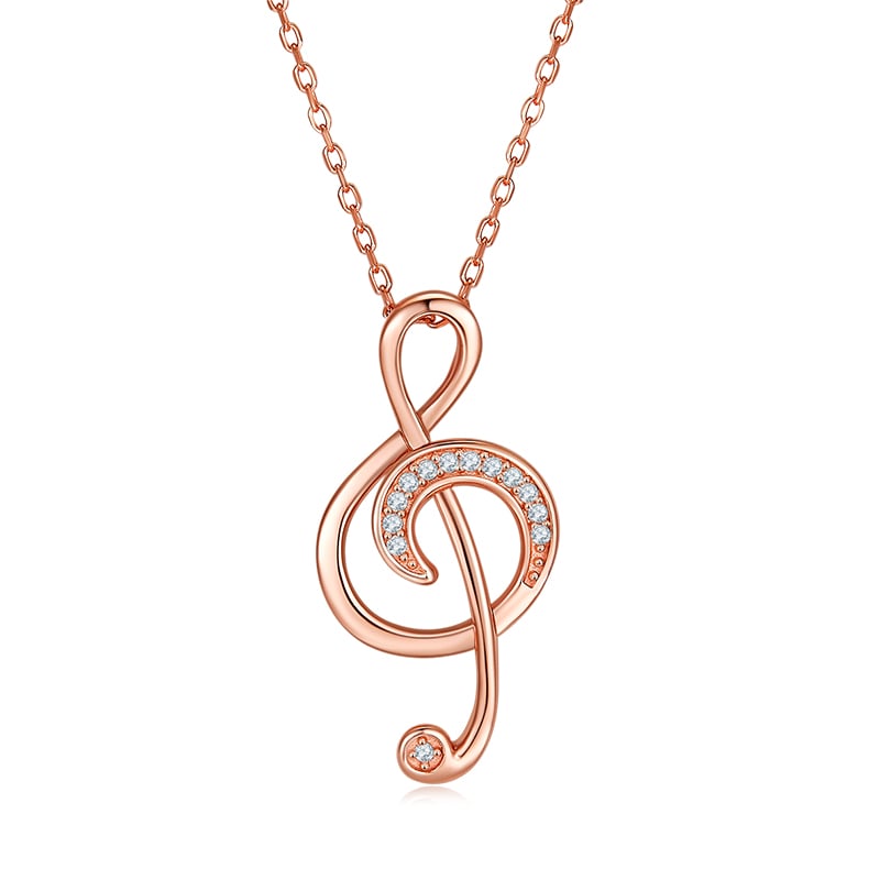 Music Note Moissanite Pendant Necklace - Treble Clef, DEF VVS, 925 Silver - Image 2