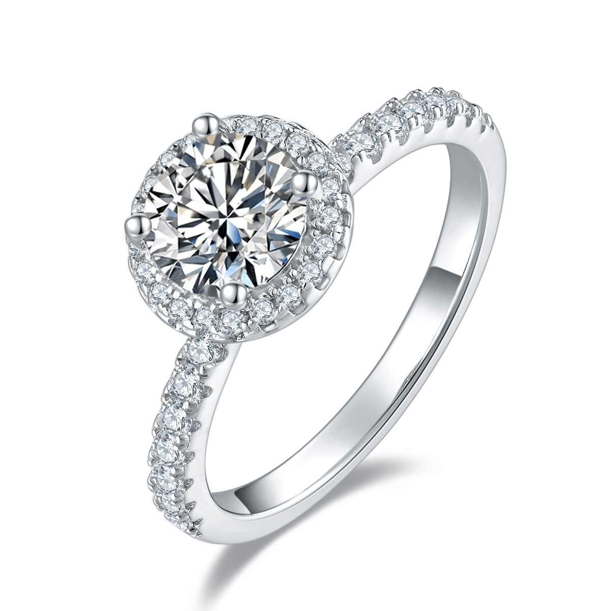 Luxury Round Pavé Halo Moissanite Ring - Image 3