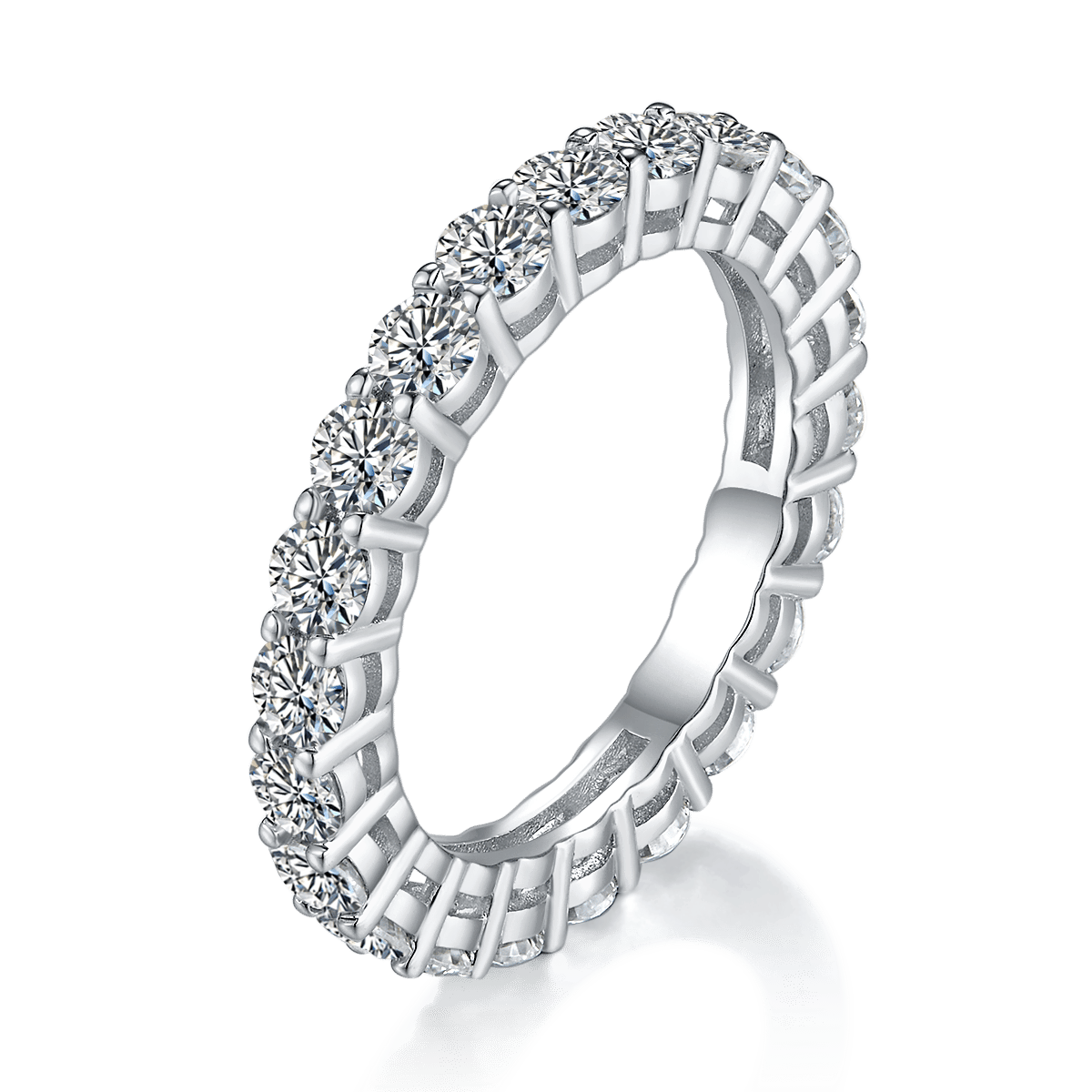 Round Moissanite Eternity Band 2.4ct DEW DEF Colorless | Full-Circle Sparkle
