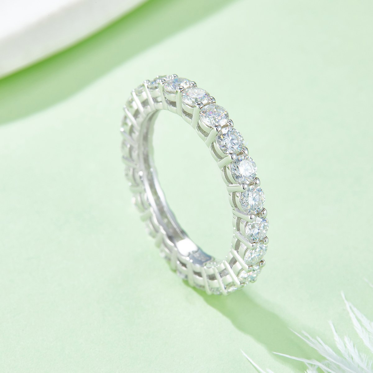 Round Moissanite Eternity Band 2.4ct DEW DEF Colorless | Full-Circle Sparkle - Image 4