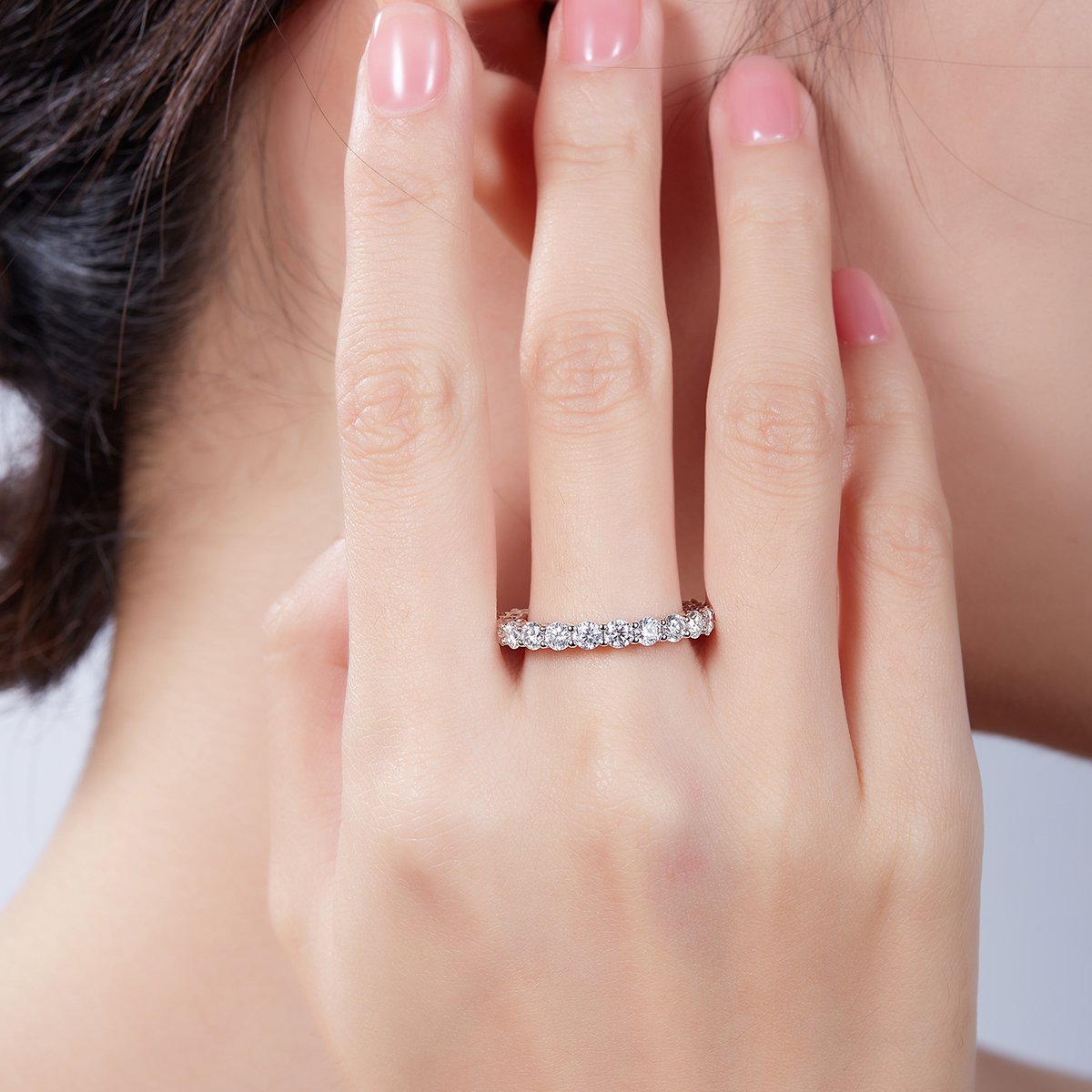 Round Moissanite Eternity Band 2.4ct DEW DEF Colorless | Full-Circle Sparkle - Image 7