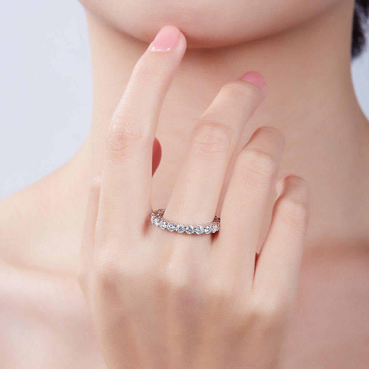 Round Moissanite Eternity Band 2.4ct DEW DEF Colorless | Full-Circle Sparkle - Image 8