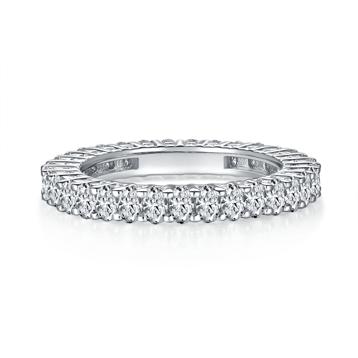 Oval-Cut Moissanite Full Eternity Band Ring | 3.4ctw 925 Silver - Image 2