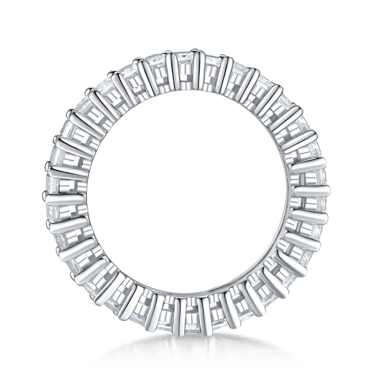 Moissanite Emerald-Cut Eternity Band | 4.6ctw DEW White Gold Sterling Silver Ring - Image 3