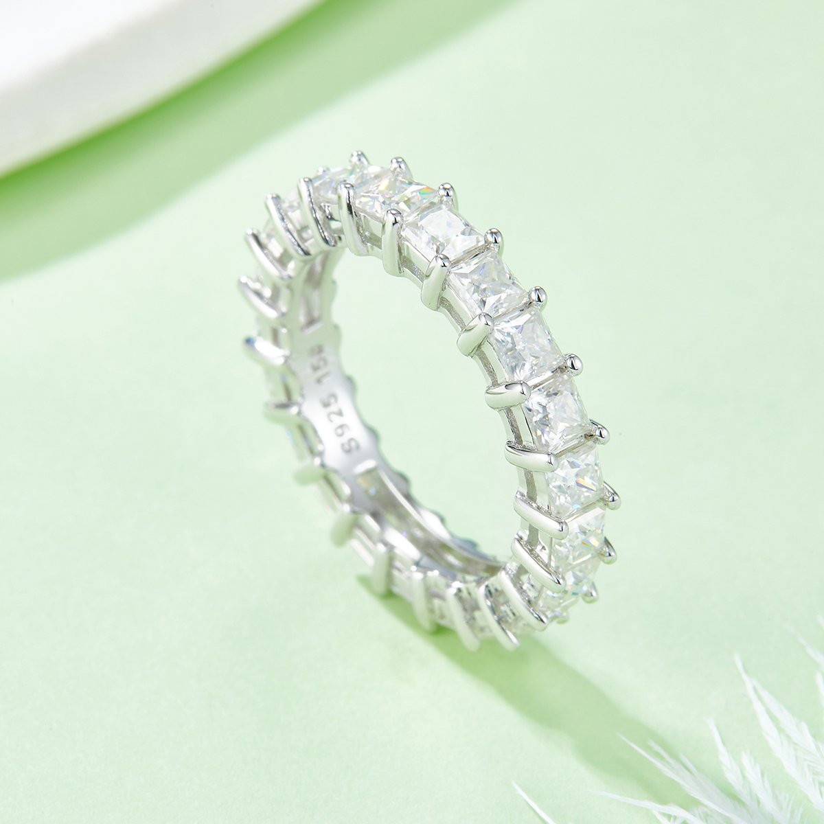 Moissanite Princess-Cut Eternity Band Ring - Image 4