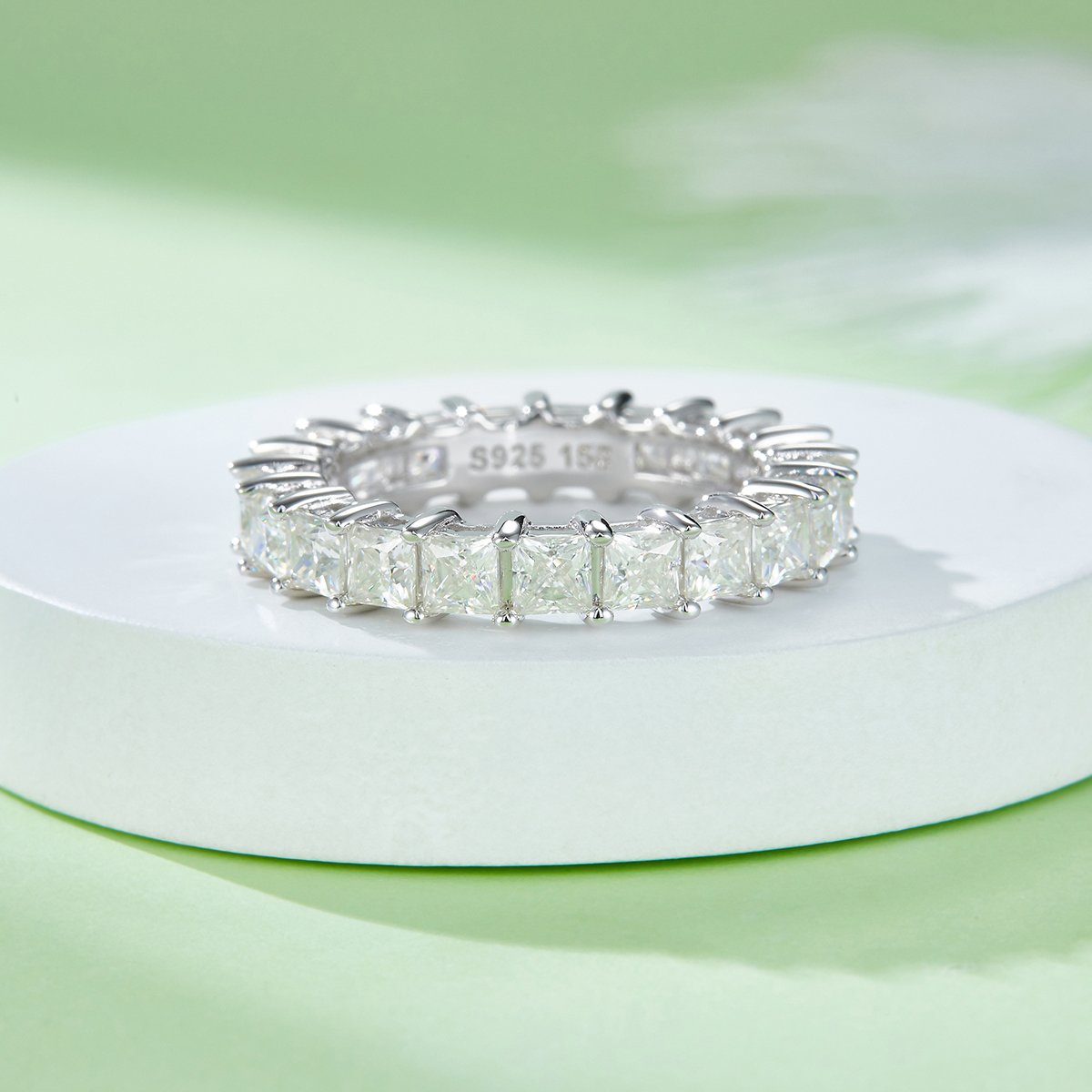 Moissanite Princess-Cut Eternity Band Ring - Image 6