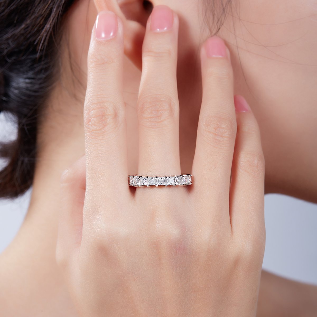Moissanite Princess-Cut Eternity Band Ring - Image 7